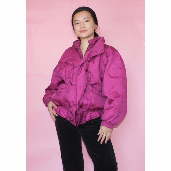 Vintage Jackets & Blazers - vtg 80s puffy pink electric coat ⚡️